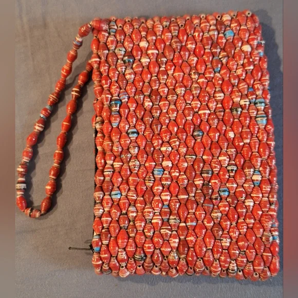Handcrafted Red Beaded Clutch - Picture 4 of 6